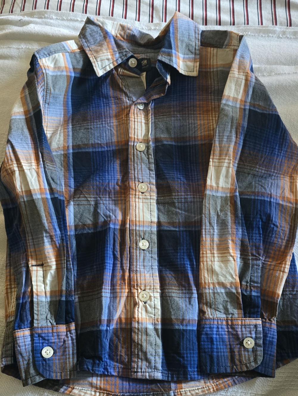 OshKosh B'gosh Blue and Orange Plaid Button-Down Shirt